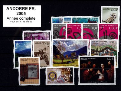 2005 - Andorre fran�ais timbres n� 604-619 - Ann�e Compl�te