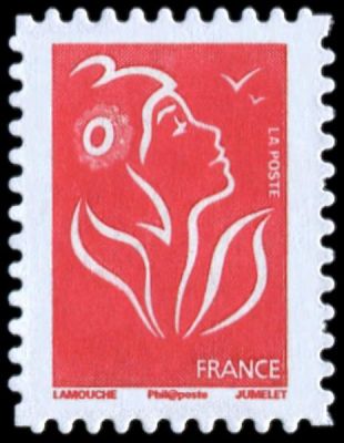 2005 - France Adh�sif 49B (Perso.3802Ab) Marianne de Lamouche TVP rouge PHIL@POSTE dentel� 4 c�t�s