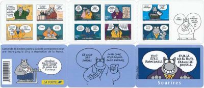 2005 - France Adh�sif BC56 Carnet \ Sourires\  avec le chat du dessinateur et humoriste Philippe Geluck