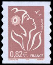 2005-06 - France Adhésif 53A (Perso.3802B) Marianne de Lamouche 0,82 lilas-brun clair ITVF bords ondulés 2 côtés