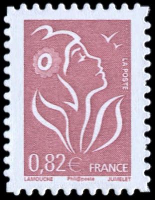 2005-06 - France Adh�sif 53B (Perso.3802Ba) Marianne de Lamouche 0,82� lilas-brun clair PHIL@POSTE dentel� 4 c�t�s