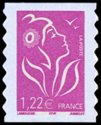 2005-06 - France Adh�sif 53C (Perso.3802C) Marianne de Lamouche 1,22� lilas ITVF bords ondul�s 2 c�t�s