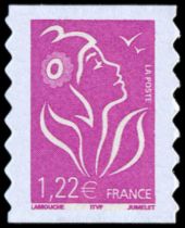 2005-06 - France Adhésif 53C (Perso.3802C) Marianne de Lamouche 1,22 lilas ITVF bords ondulés 2 côtés