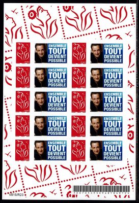 2005/06 - France Personnalis� F3802Ab - Marianne de Lamouche, feuillet 10 timbres adh�sifs dentel�s 4 c�t�s l�gende Phil@poste (