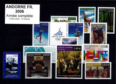 2006 - Andorre fran�ais timbres n� 620-632 - Ann�e Compl�te