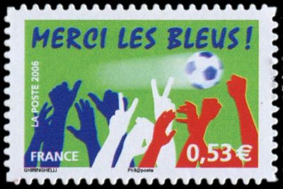 2006 - France Adh�sif 85B (perso.3936A) Sport Footbal - \ Merci les Bleus\ 