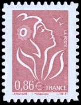 2006 - France Adhésif 85D (perso.3969A) Marianne de Lamouche 0,86 lilas-brun clair dentelé 4 côtés