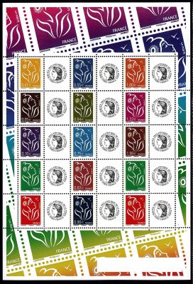 2006 - France Personnalis� F3935A - Marianne de Lamouche, feuillet 15 timbres l�gende Phil@poste (Logo \ C�r�s\ )