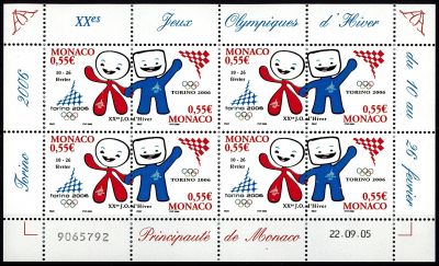 2006 - Monaco Feuille n� 2529/2530 - Sports - JO hiver - 2006 Turin