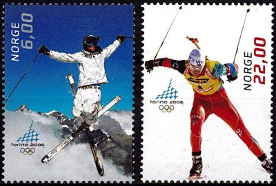 2006 - Norvege timbres n� 1503/1504 - Jeux Olympiques d\'hiver - 2006 Turin