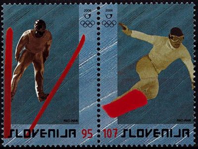 2006 - Slovenie timbres n� 531/532 - Jeux Olympiques d\'hiver - 2006 Turin
