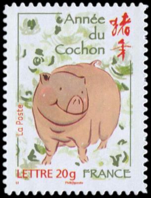 2007 - France Adh�sif 103A (4001B) Ann�e du cochon (TVP lettre 20g)