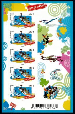 2009 - Feuillets Adh�sifs France F271/F273 - F�te du timbre, personnages des dessins anim�s des Looney Tunes des studios Warner 