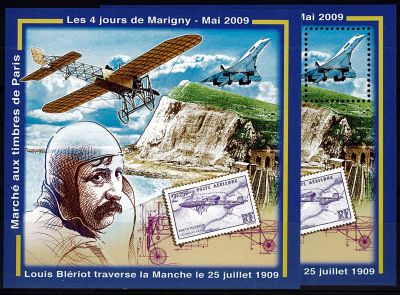 2009 - France Blocs Marigny 21D + 21ND - Centenaire de la travers�e de la Mache, Louis Bl�riot