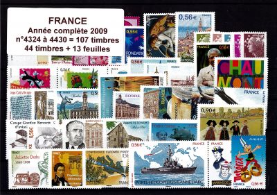 2009 - France Timbres n� 4324/4430 - Ann�e Compl�te de 107 timbres