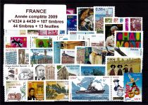 2009 - France Timbres n&deg; 4324/4430 - Ann&eacute;e Compl&egrave;te de 107 timbres