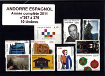 2011 - Andorre Espagnol n&deg; 367/376 - Ann&eacute;e compl&egrave;te