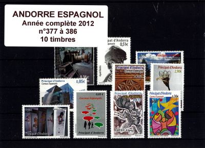 2012 - Andorre Espagnol n� 377/386 - Ann�e compl�te