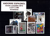 2012 - Andorre Espagnol n&deg; 377/386 - Ann&eacute;e compl&egrave;te