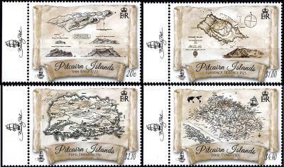 2017 - Pitcairn Timbres n� 899/902 - G�ographie - Cartes anciennes
