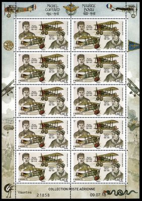 2018 - France feuillet Poste-A�rienne n� F82a - Personnalir�s - Aviateurs 