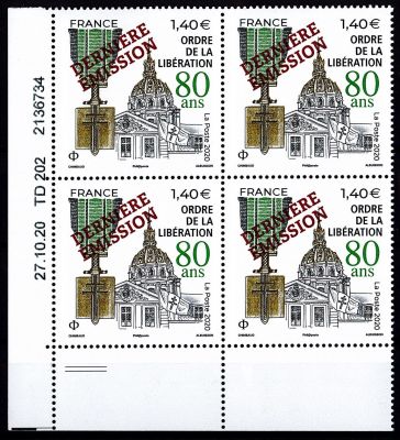 2021 - Coin dat� France 5458A - Ordre de la lib�ration surchag� DERNIERE �MISSION 