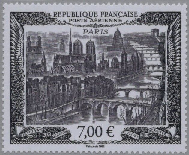 2022 - Timbre Affiche France Vue de Paris 1950 type 1000F PA