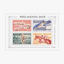 2023 - Feuillet France Philagenda 2024 - Agenda livré avec feuillet 4 timbres sports hors abonnement Edition limitée