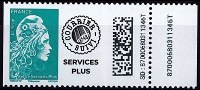 2023 - France 5644 - Marainne l\'engag�e Roulettre LSP (Lettre Service Plus) turquoise