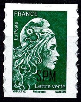 2023 - Saint Pierre et Miquelon 1315 - TVP Adh�sif vert Marianne l\'engag�e Philaposte
