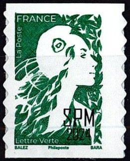 2023 - Saint Pierre et Miquelon n� 1325 - Marianne de l\'Avenir - TVP Adh�sif vert 