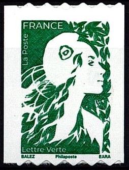 2023 - Timbre Adh�sif France - Roulette Marianne de l\'avenir Lettre verte