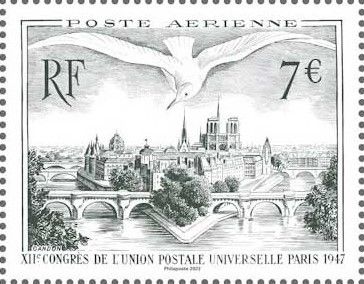 2023 - Timbre Affiche France XII� Congr�s de l\'Union Postale Universelle Paris 1947