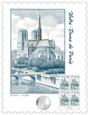 2024 - Affiche dentel�e 7 France AFF5790A - Affiche num�rot�e avec 4 timbres PARIS (type n�537)