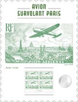 2024 - Affiche dentelée n°9 France  - Affiche numérotée avec 4 timbres Poste-Aérienne (type n° PA-14)