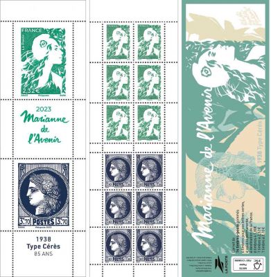 2024 - Bande carnet France C1533 - \ 2023 Marianne de l\'Avenir - 1938 Type C�r�s 85 ans\ 