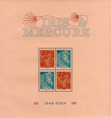 2024 - Feuillet France - 80� anniversaire timbres type Iris Mercure 1944-2024 