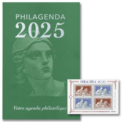 2024 - Feuillet France Philagenda 2025 - Agenda livr� avec feuillet 4 timbres \ le potier\  hors abonnement Edition Limit�e