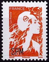 2024 - Saint Pierre et Miquelon Timbre n° 1346 - Marianne de l\'Avenir - Surcharge SPM 1,00  (orange)