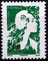 2024 - Saint Pierre et Miquelon Timbre n° 1347 - Marianne de l\'Avenir - Surcharge SPM TVP (vert) urcharge SPM TVP International 