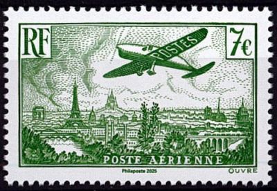 2025 - France Timbre Affiche n� PA98A - Avion survolant Paris (type n� PA14) (n� 9)