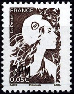 2025 - Saint Pierre et Miquelon Timbre n� 1371 - Marianne de l\'Avenir - 0,05 � (de feuille de 100 timbres) 
