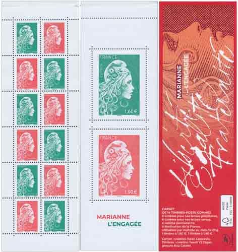 Carnet 10 timbres Marianne l'engagée - Lettre verte