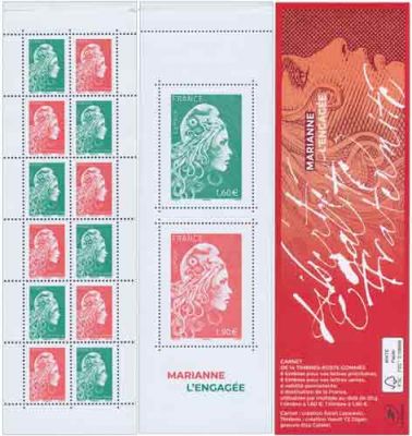 BC1525A carnet timbres gomm�s France Marianne l\'engag�e 2018