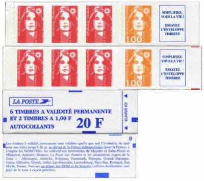 Carnet Timbres Adh�sifs 1507 France Marianne Briat 1996 