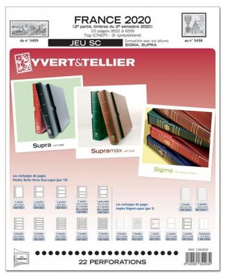 Feuilles SC france 2020/2�me semestre pour timbres YVERT