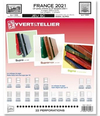 Feuilles SC france 2021/2�me semestre pour timbres YVERT