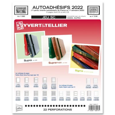Feuilles SC france auroadh�sifs 2022/1er semestre pour timbres YVERT