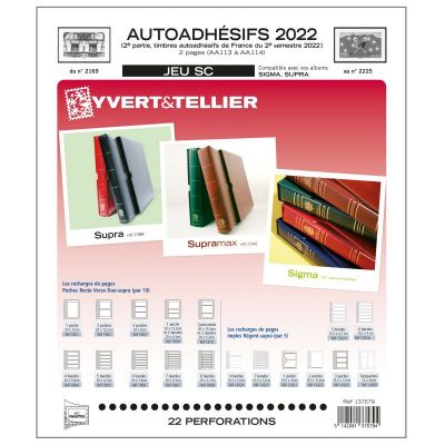 Feuilles SC france autoadh�sifs 2022/2�me semestre pour timbres YVERT