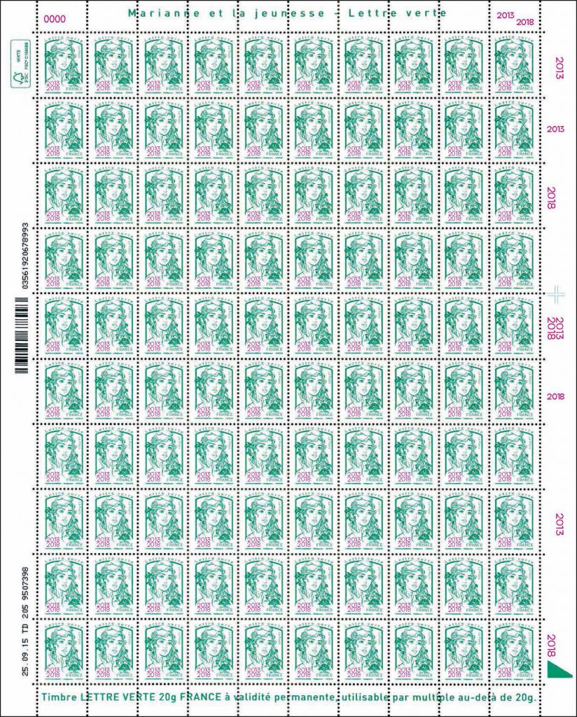 Carnet 12 timbres Marianne l'engagée - Lettre Verte - Paris Philex
